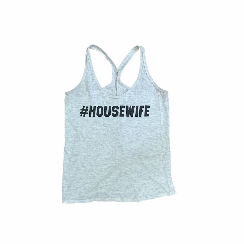 Housewife real housewives hashtag cream tank top s